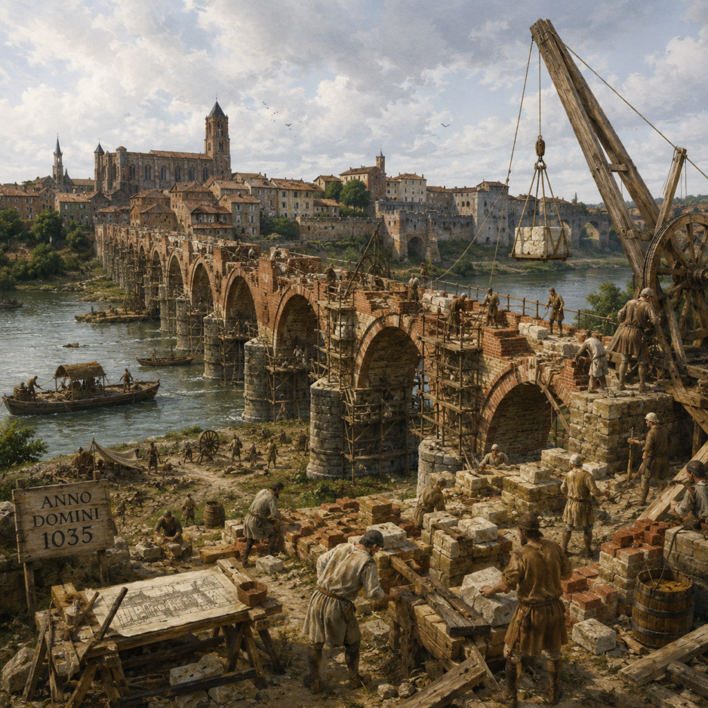 Représentation construction Pont Vieux Albi en 1035