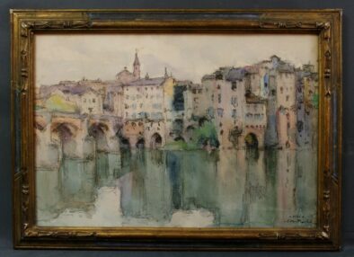 Quartier de la Madeleine Albi Tarn (81) - Aquarelle de Louis Agricol Montagné